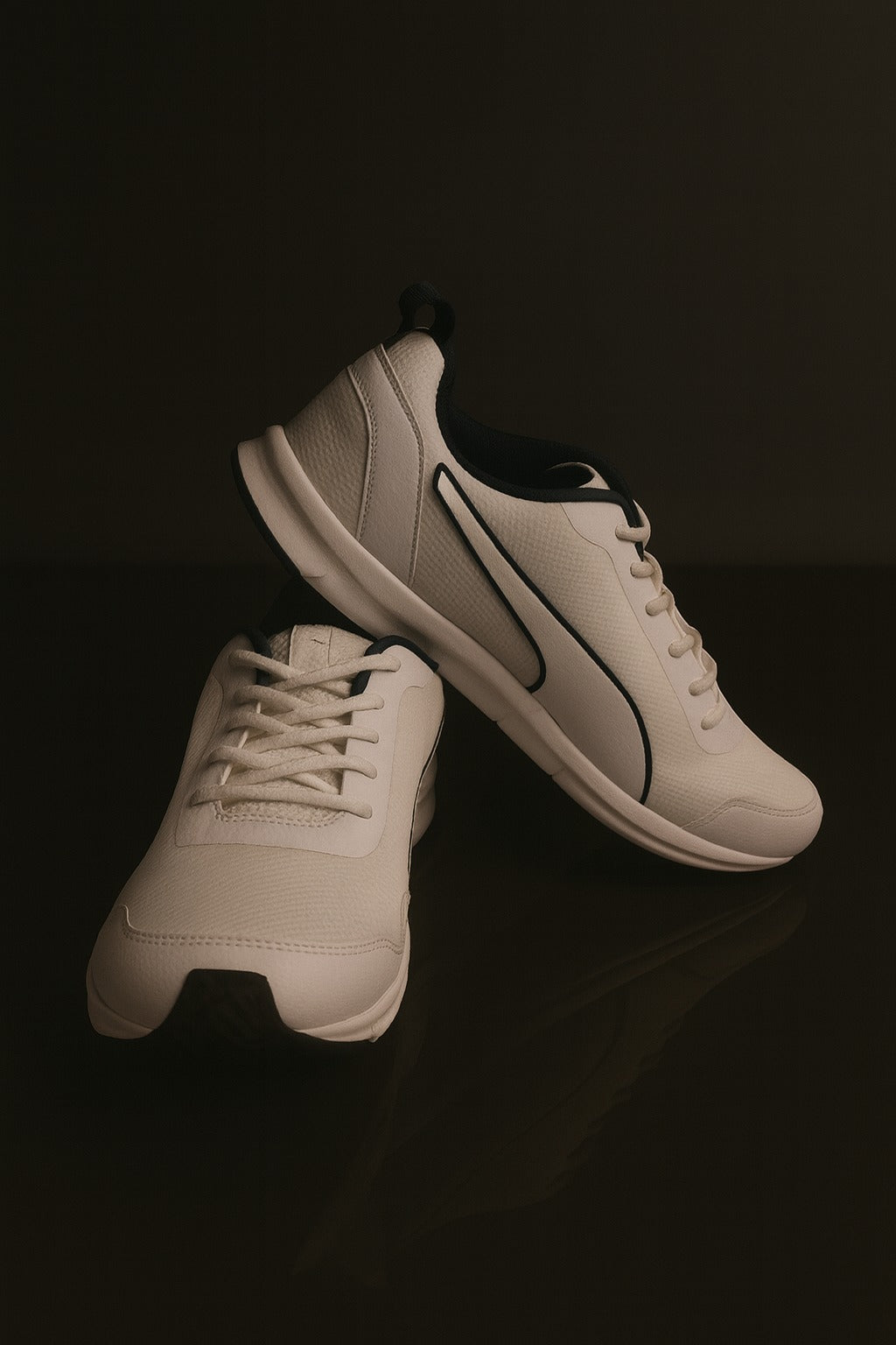 Puma: Glossy White Sneakers