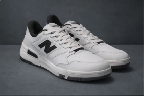 NB: White sneakers with black accents