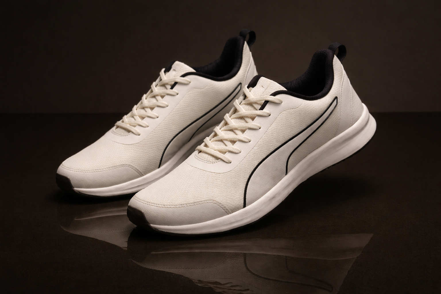 Puma: Glossy White Sneakers