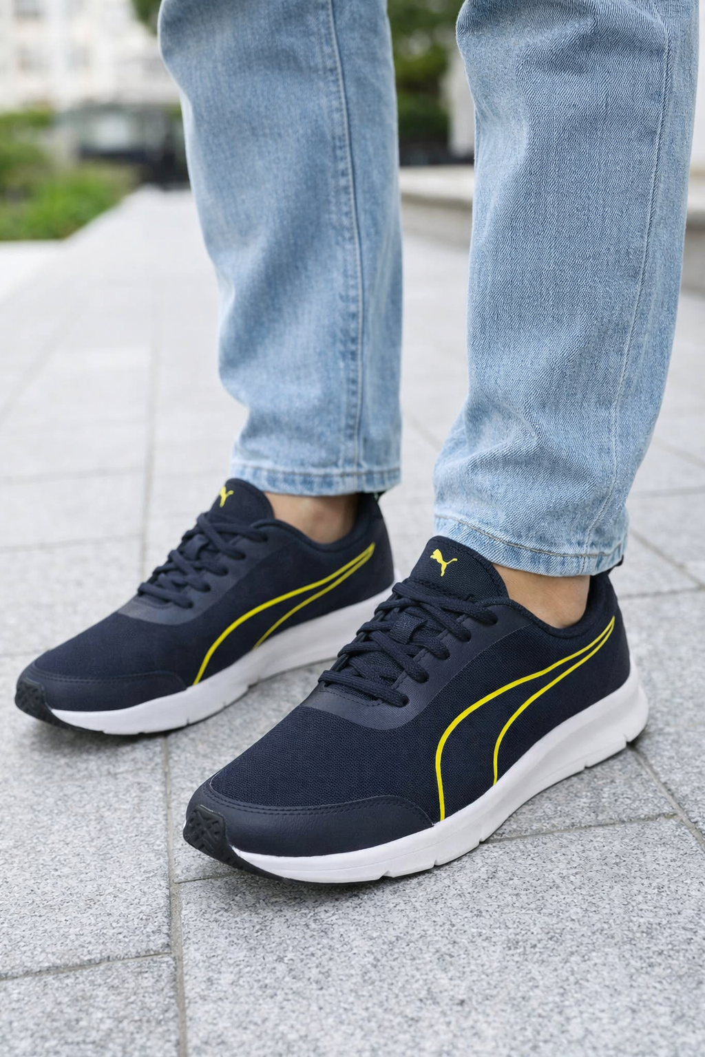Puma: Dark Blue with Yellow Design