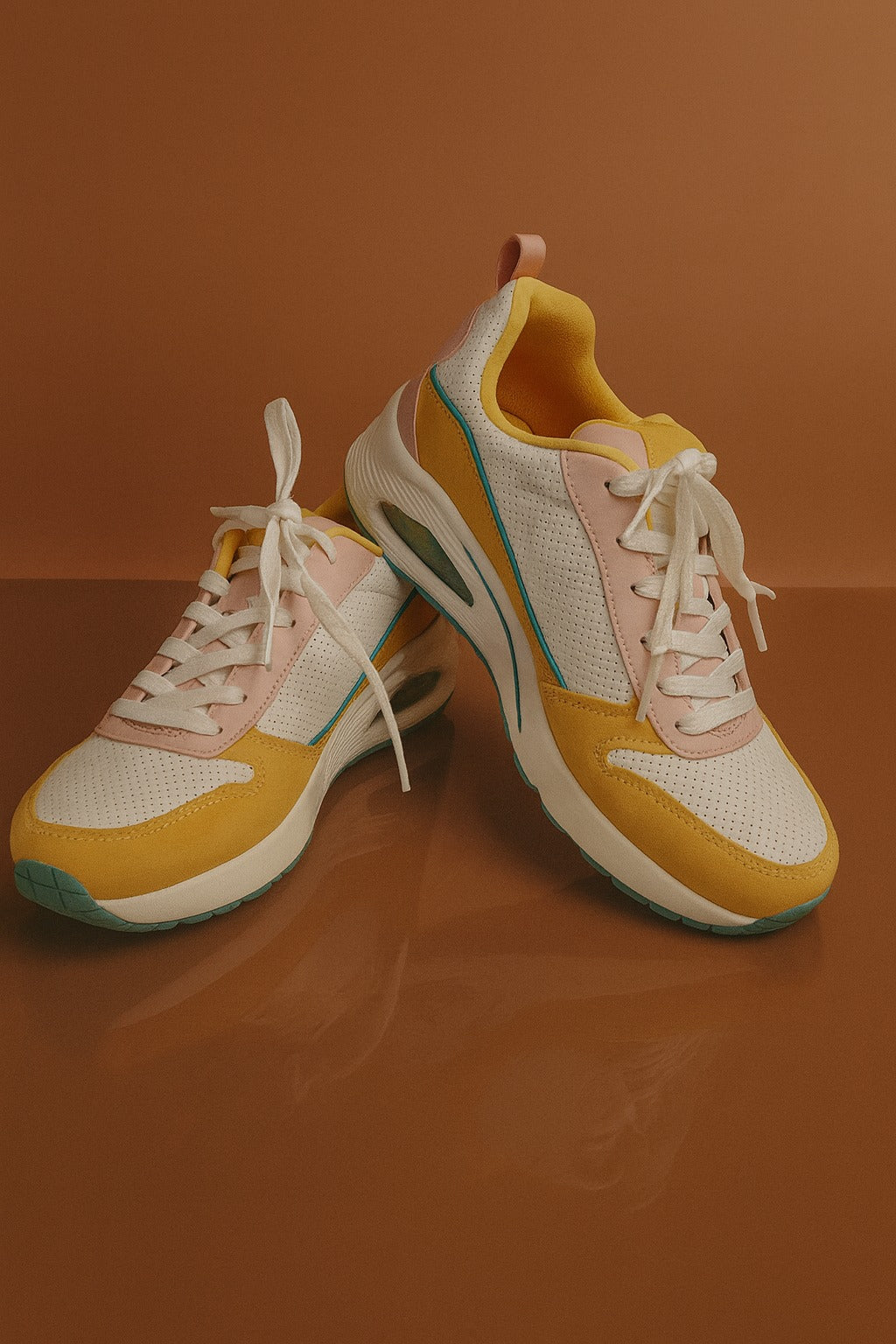 Skechers: Mustard-white