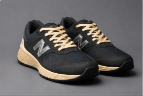 NB: Black and beige sneakers