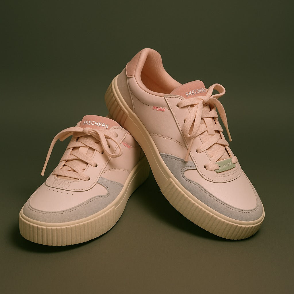 Skechers: Hot pink-gray