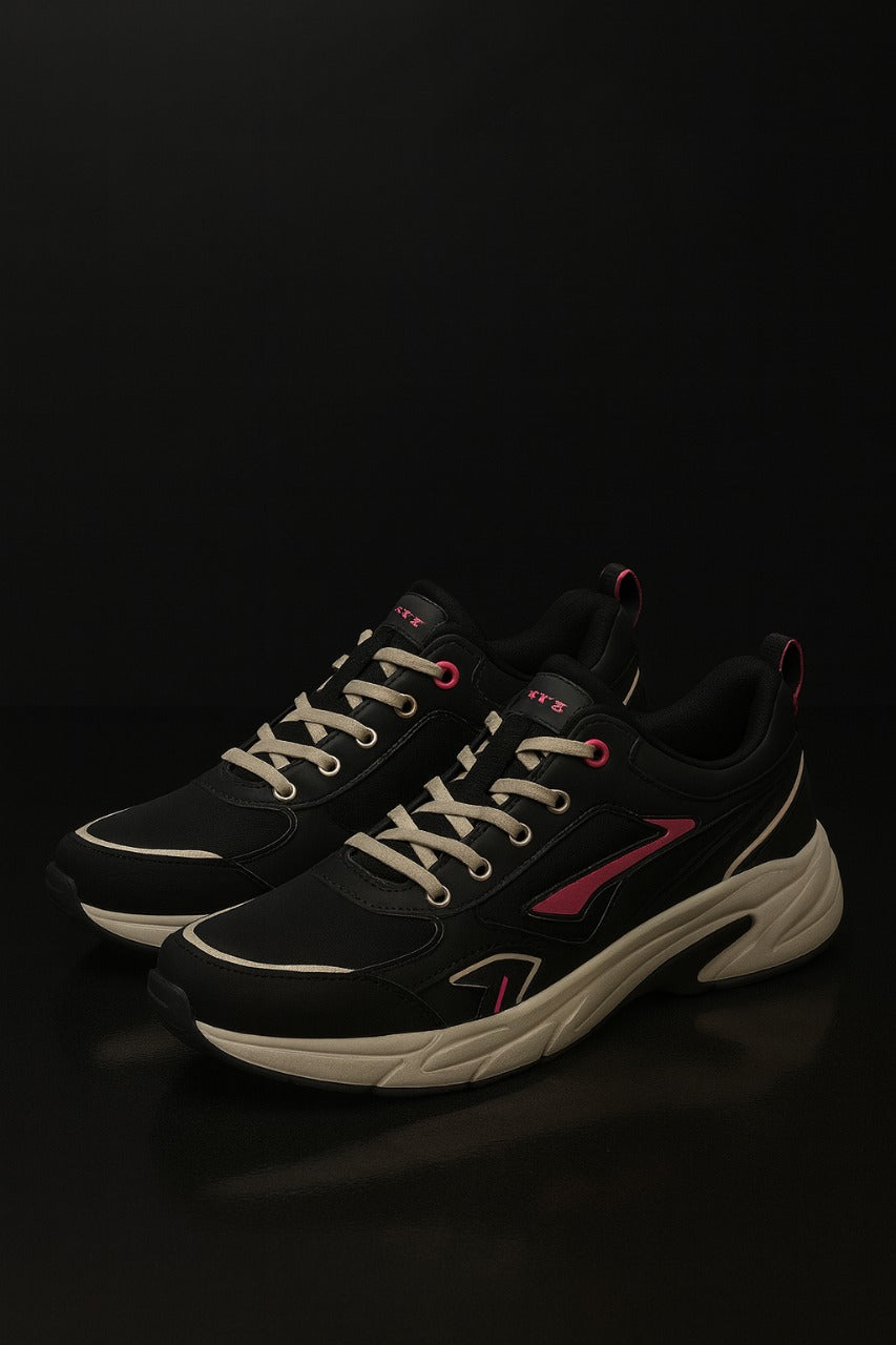 Xtep: Black- off white- pink