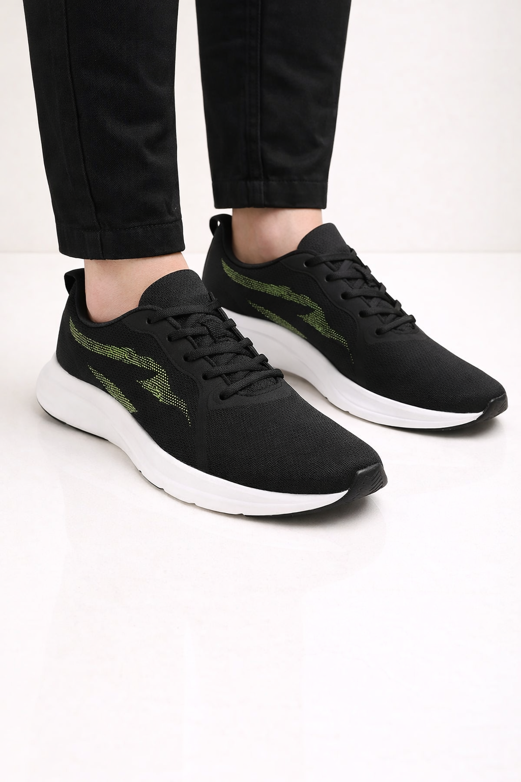 Puma: Black with Green texture pattern