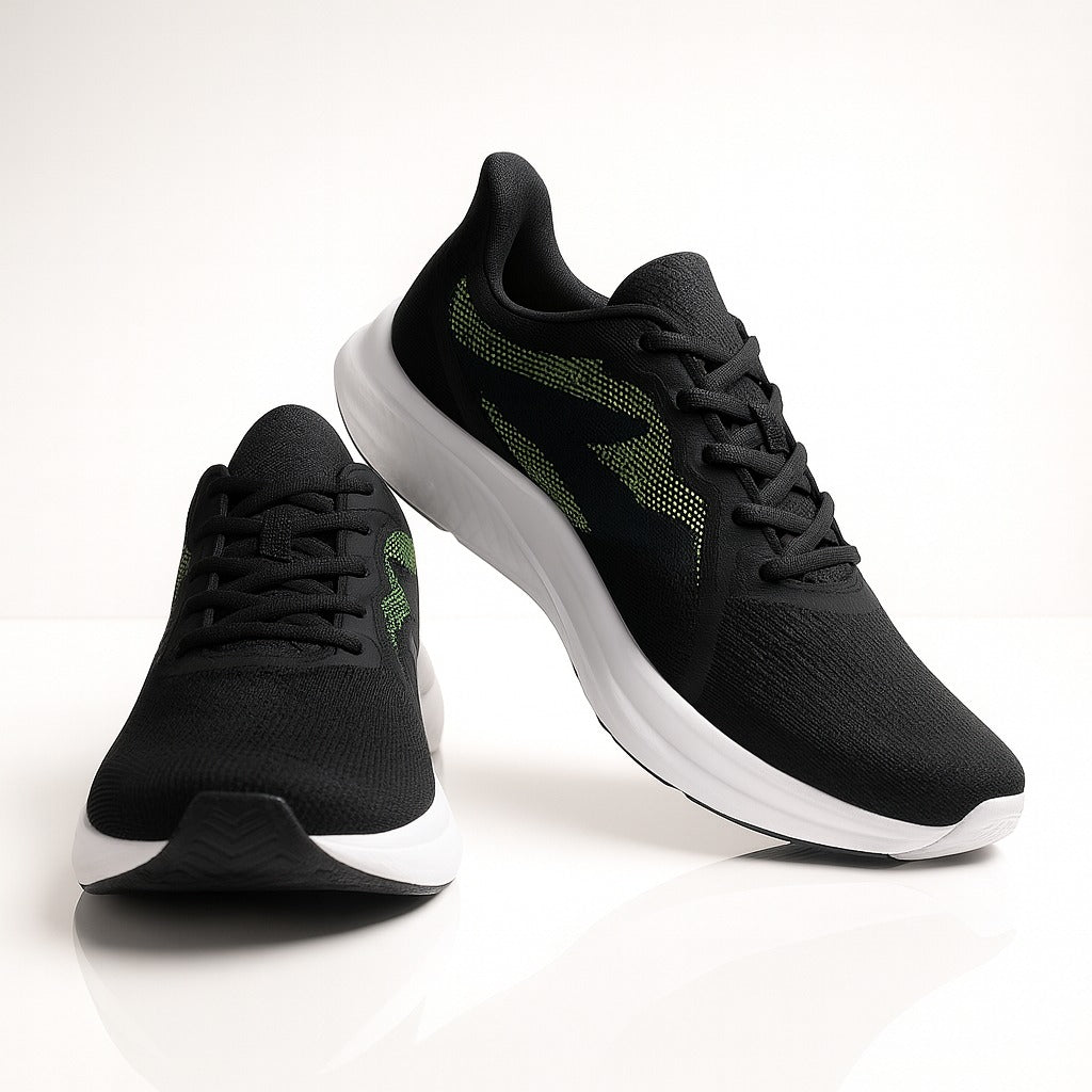 Puma: Black with Green texture pattern